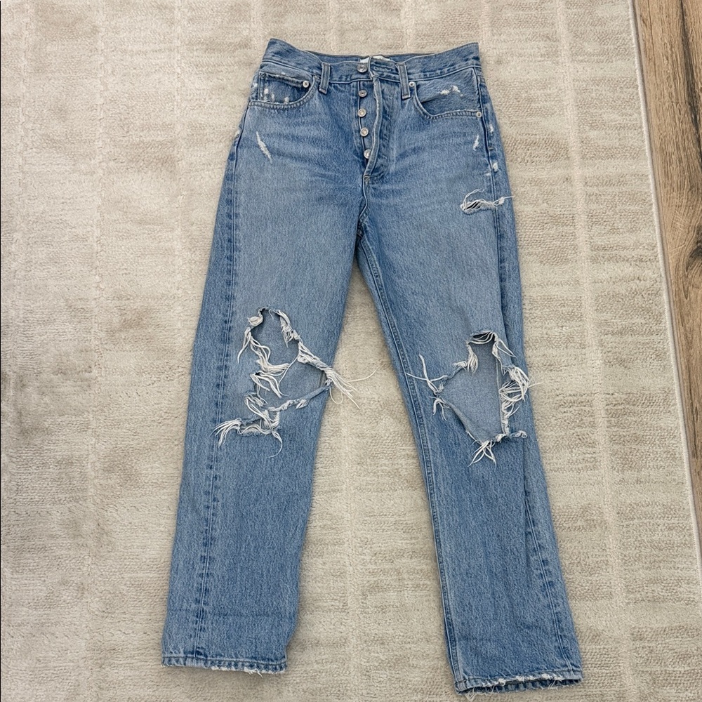 Agolde Distressed Straight Leg Jeans